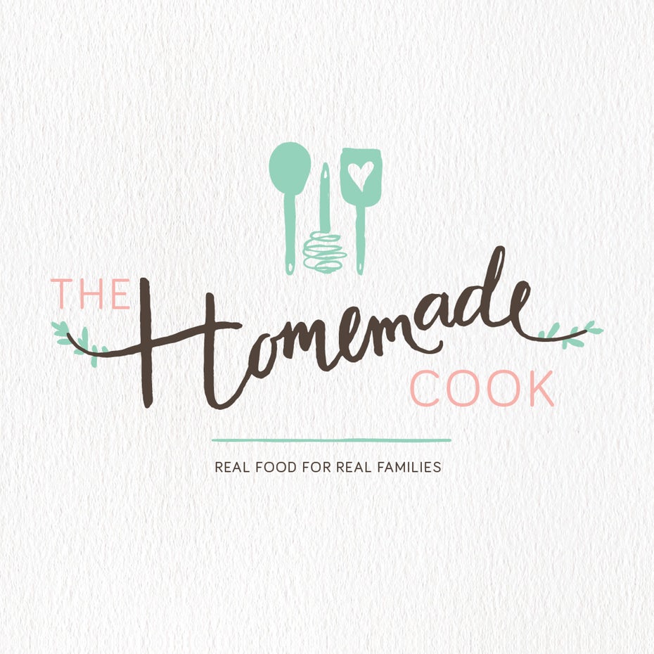 handlettered cooking  logo  with coking utensils
