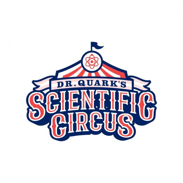 image of an old-fashioned circus tent with the text “dr. quark’s scientific circus”