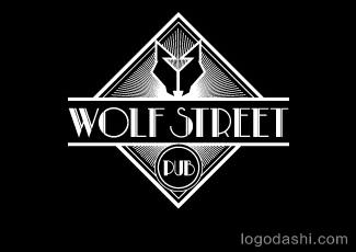 狼街酒吧logo標志logo設計，品牌vi設計