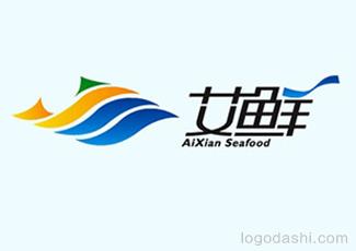 艾鮮海產(chǎn)標(biāo)志logo設(shè)計(jì)，品牌vi設(shè)計(jì)