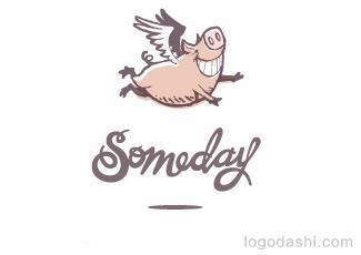 Someday飛天豬標(biāo)志標(biāo)志logo設(shè)計，品牌vi設(shè)計