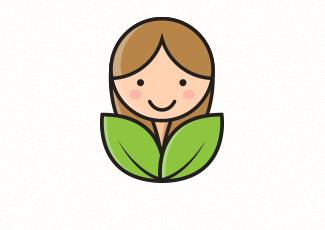 綠葉女孩標志logo設計，品牌vi設計