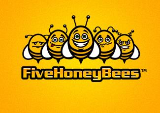 FiveHoneyBees商標(biāo)標(biāo)志logo設(shè)計(jì)，品牌vi設(shè)計(jì)