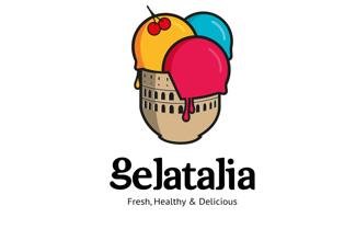Gelatalia冰淇淋標(biāo)志logo設(shè)計，品牌vi設(shè)計